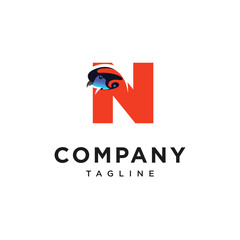 Letter N Temminck's Tragopan Logo Icon Vector