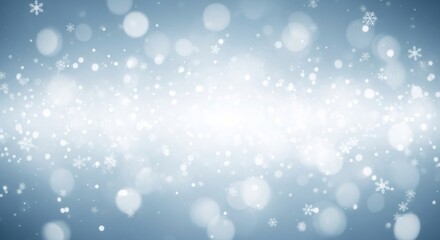 Fototapeta premium Blue abstract Christmas and New Year background with falling snow and white bokeh light. Winter holiday festive greeting card.