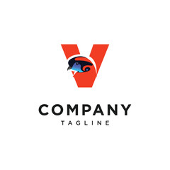 Letter V Temminck's Tragopan Logo Icon Vector