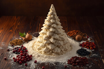 Christmas tree made from flour.
