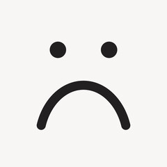 Sad face emoticon, cute facial expression