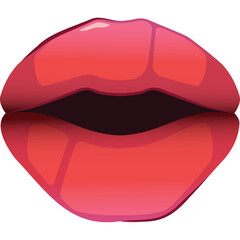 CloseUp Of Open Red Lips With Glossy Shine Against A Dark Shadow And Transparent Background Detailed Pixel Art Style