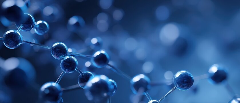 A close-up view of molecular structures in blue tones, illustrating the intricate connections and beauty of scientific elements.