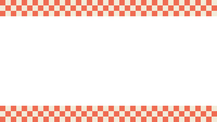 市松模様の赤と生成りで構成された和風フレーム背景デザイン