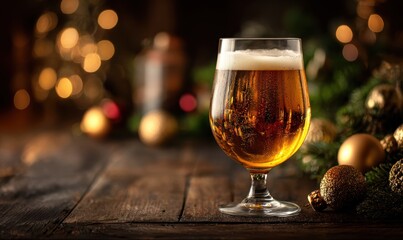 The decorations include a wreath, a tree, and a few ornaments