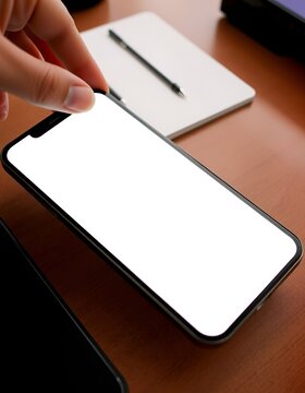 Blank screen smartphone template perfect for mobile app mockup presentations. Professional device mockup for UI/UX design, marketing materials, and digital content.
