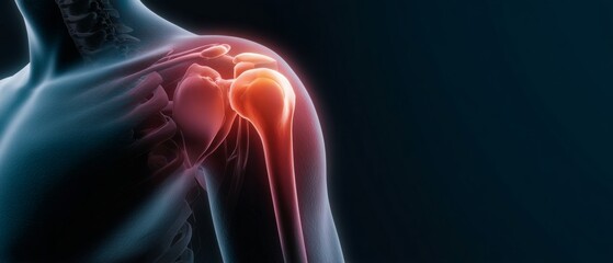 Understanding tendonitis: a visual guide to bursitis relief. Copy space. The path to rotator cuff healing: textural and visual dynamics. Print ready. Strong contrast.