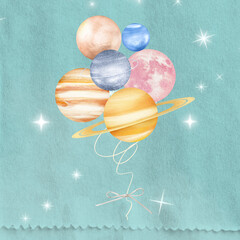 Planet balloons, creative galaxy collage © Rawpixel.com