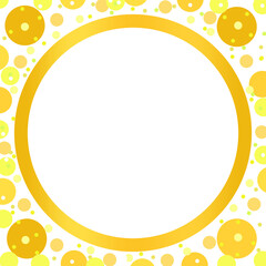 Circular Frame with Thick Golden-Yellow Border and Scattered Dots in Yellow and Orange for a Playful, Festive, and Minimalist Decorative Design