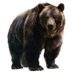 Grizzly bear standing illustration on white background