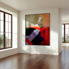 Naklejka premium Large luxury modern bright interiors Living room mockup illustration 3D rendering image