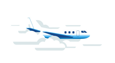 Modern Business Jet Flying Through Fluffy Clouds Isolated on Transparent Background for Travel and Aviation Concepts