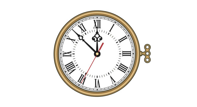 Elegant Gold Pocket Watch with Roman Numerals Showing Almost Eleven Oclock Isolated on Transparent Background