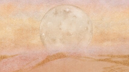 Fototapeta premium Cute moon desktop wallpaper, simple brown illustration 4K background