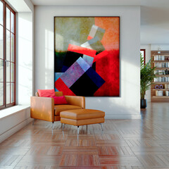 Fototapeta premium Large luxury modern bright interiors Living room mockup illustration 3D rendering image