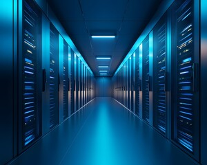 A sleek, modern server room showcasing rows of illuminated data storage units, emphasizing the efficiency of data management in a digital age.