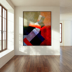 Fototapeta premium Large luxury modern bright interiors Living room mockup illustration 3D rendering image