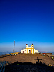 Facade of the Catholic church of Nossa Senhora da Piedade, built in the 18th century on a mountaintop in Minas Gerais, Brazil.