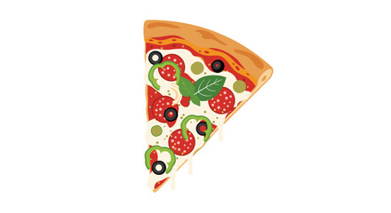 Delicious slice of pepperoni pizza with toppings isolated on transparent background for your food projects