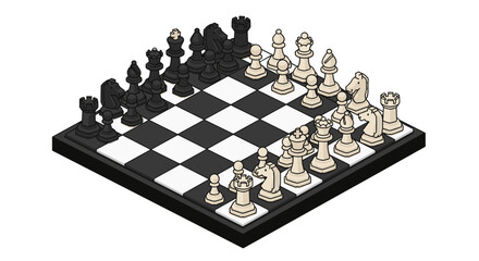 Strategic Game of Chess Pieces Ready for Battle on a Checkerboard Isolated on Transparent Background