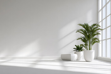 fresh white decor with plants and sunlit window, symbolizing renewal and harmony