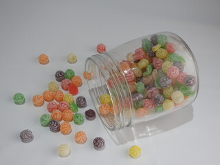 Jar with multicolored candies