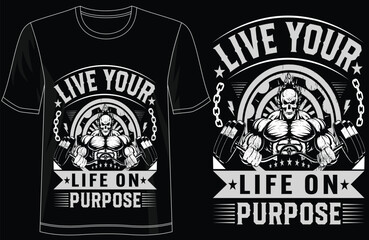 Live Your Life On Purpose Motivational Typography T-Shirt Design, Inspirational Quote Tee, Positive Vibes Shirt, Self Growth Gift Tee, Trendy Minimalist T-Shirt