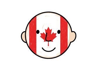 Obraz premium Cartoon character with Canadian flag on face and smiling 