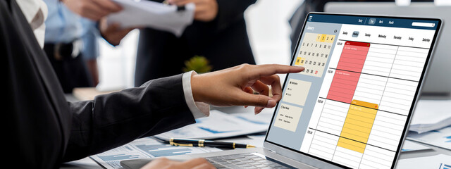 Business intelligence and data analysis concept. Analyst team working on financial data analysis...