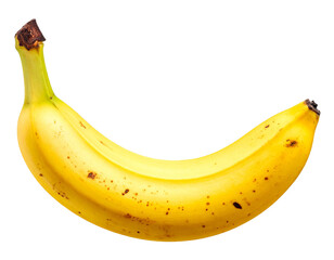 Ripe, yellow banana with a brown stem, tropical fruit, transparent background. 2