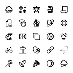 25 set of outline web miscellaneous icons such as snowflake, image, shrimp, bicycle, poppy vector thin icons for report, presentation, diagram, web design, mobile app