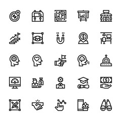 25 set of outline web startup icons such as briefcase, success, tings, speed, de vector thin icons for report, presentation, diagram, web design, mobile app