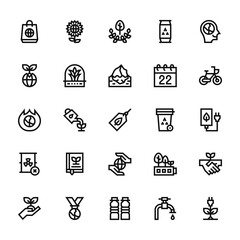 25 set of outline web mother earth day icons such as flower, earth, warming, oil barrel, tree vector thin icons for report, presentation, diagram, web design, mobile app
