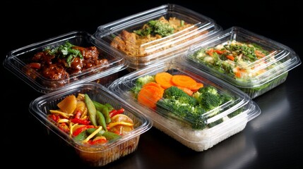 Fototapeta premium Healthy meal prep containers filled with colorful and fresh food options ready for the week ahead