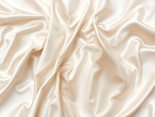Softly draped luxurious champagne satin fabric texture background with elegant folds and shimmer