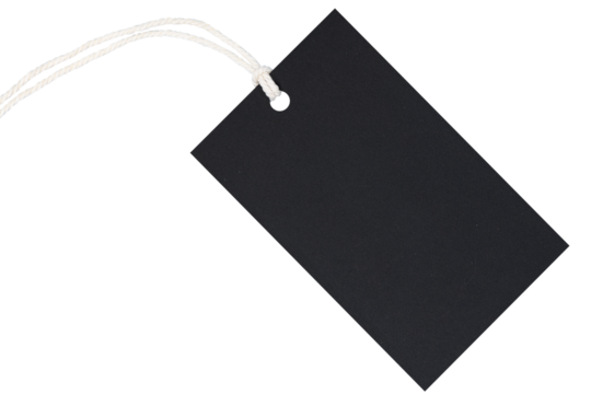 Black label png, tag sticker with rope