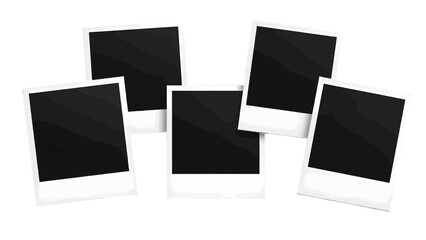 Vector illustration&nbsp;of a group of five instant photo frames arranged together on a white background