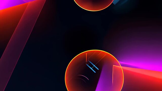 Abstract Neon Spheres: Radiant orbs of light and luminous lines dance against a dark background, weaving an intriguing visual tapestry.