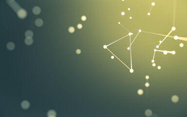 Fototapeta premium Abstract background. Molecules technology with polygonal shapes, connecting dots and lines. Connection structure. Big data visualization.