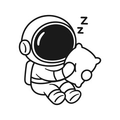 Astronauts want to sleep. Hand-drawn coloring pages