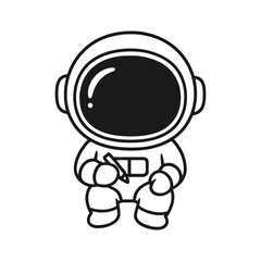 Astronaut writing. Hand-drawn coloring pages