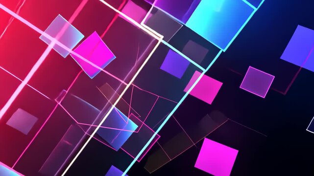 Abstract Digital Geometry: An dynamic artwork of geometric forms with radiant lines and vibrant colors, celebrating modern technology and design principles. 