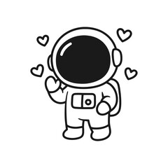Astronauts in love. Hand-drawn coloring pages
