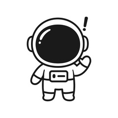 Confused astronaut. Hand-drawn coloring pages