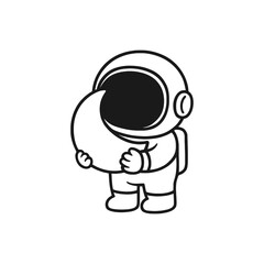 Astronaut hugging the moon. Hand-drawn coloring pages