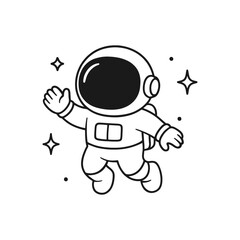 Astronaut floating alone. Hand-drawn coloring pages