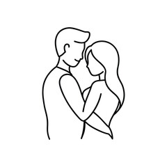 Loving Embrace Minimalist Outline of a Couple Hugging with Simple Line Art for Romance and Affection