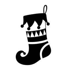 Christmas Elf Stocking Black and White Vector Illustration

 

 
