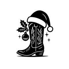 Cowboy Boot with Santa Hat Christmas Vector Illustration

 

 
