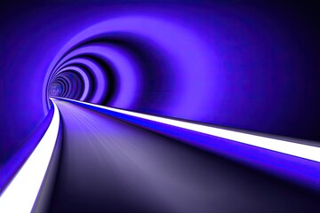 Deep violet tunnel with white lines converging in the distance